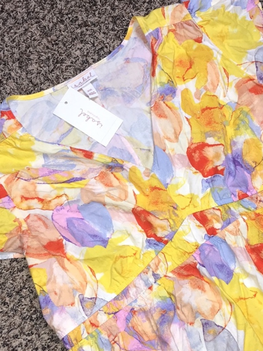 Isabel Maternity Flutter Sleeve Floral Yellow Pink Maternity Maxi Dress XS NWT - Picture 3 of 7